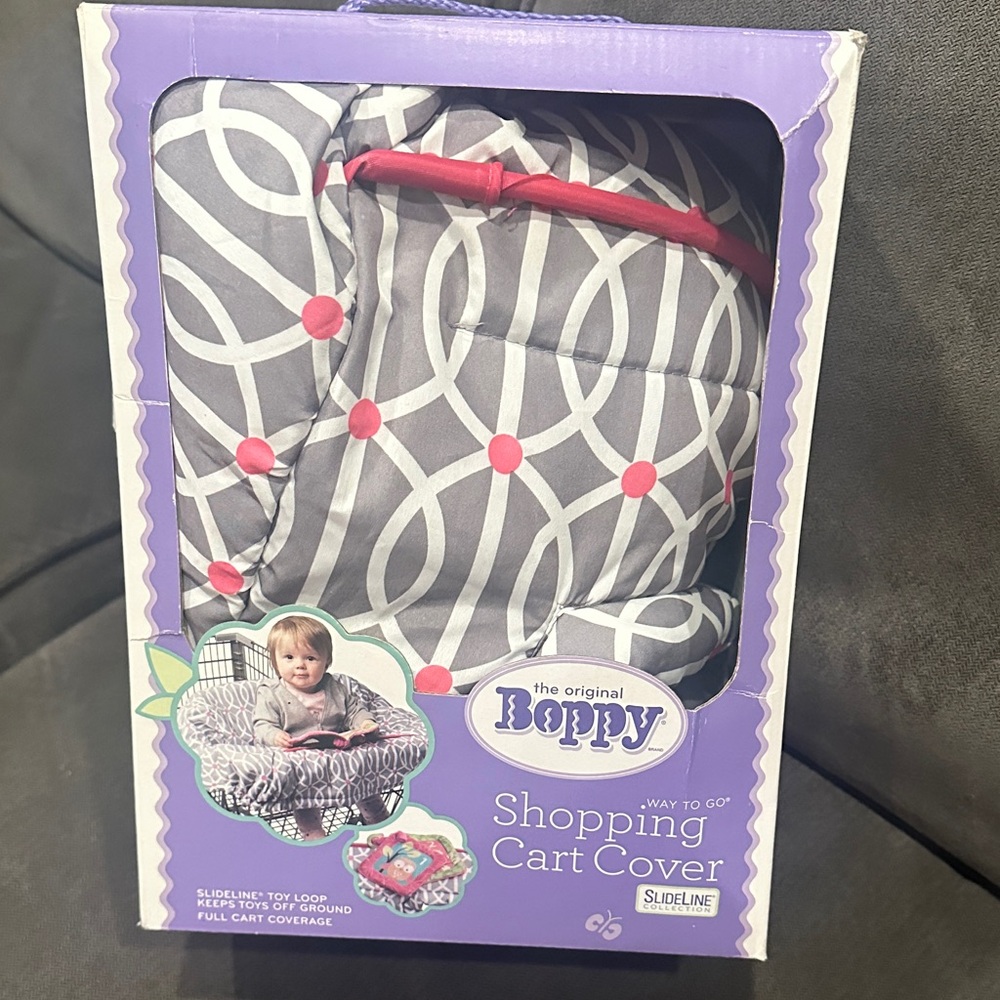 Boppy Cart Cover with Pink and Gray Pattern